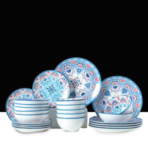 24Pcs Multi-colored Ceramic Dinner Set