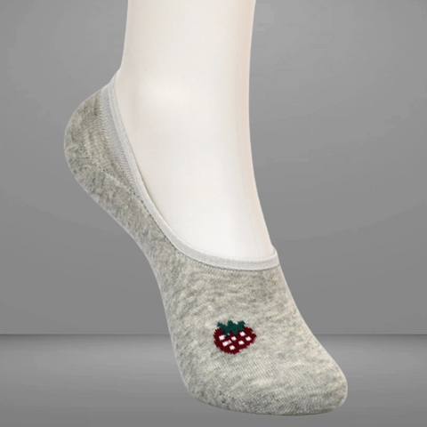 5 Packs Berry Design Premium Cotton No Show Ankle Socks