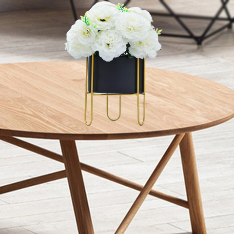 Black Planter Flower Pot With Stand