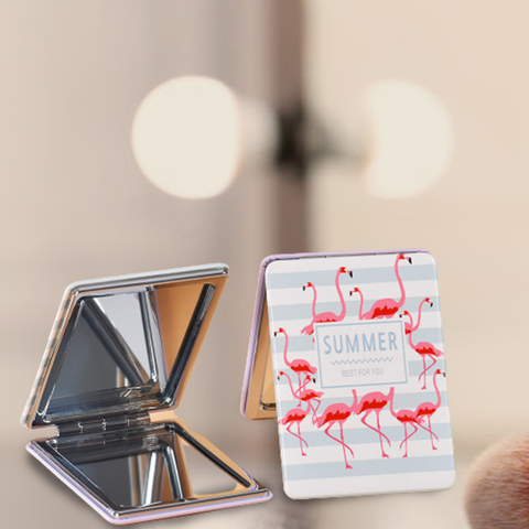 Flamingo Design Folding Portable Pocket Mirror