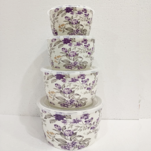 4Pcs Purple Ceramic Sealed Bowls