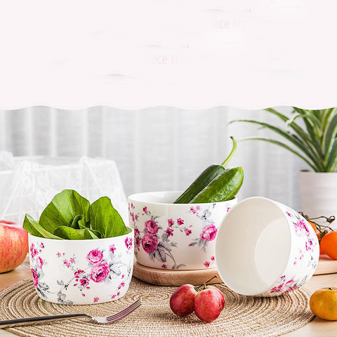 4Pcs Floret Ceramic Sealed Bowls