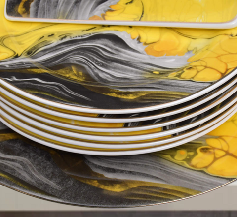 8Pcs Mustard Ceramic Cake Set