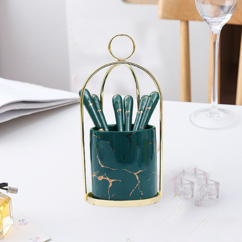 7Pcs Novel Design Cutlery With Modern Style Spoon Holder