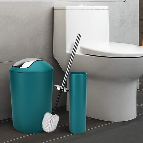 7Pcs Blooming Teal Premium Plastic Bath Set With Bin N Brush