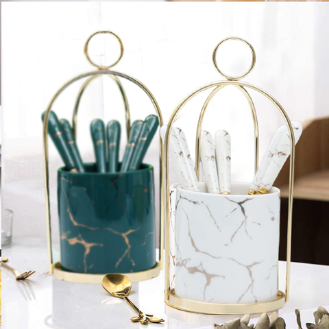 7Pcs Novel Design Cutlery With Modern Style Spoon Holder