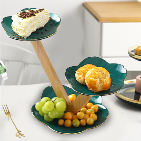 Ceramic Tray V Shape 3 Tier Floral Design