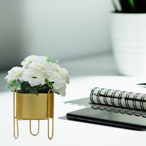 Gold Planter Flower Pot With Stand