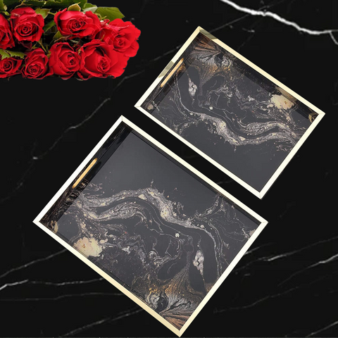 Pair of Abstract Design Trays