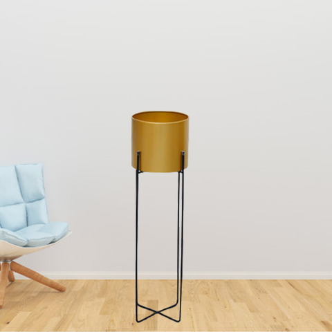 Gold Planter Flower Pot With Black Stand