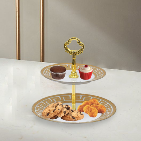 2 Tier Versace Pattern Dessert Tray