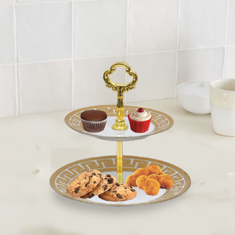 2 Tier Versace Pattern Dessert Tray