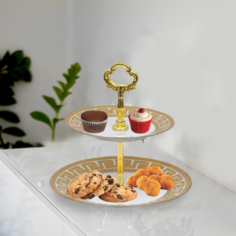 2 Tier Versace Pattern Dessert Tray