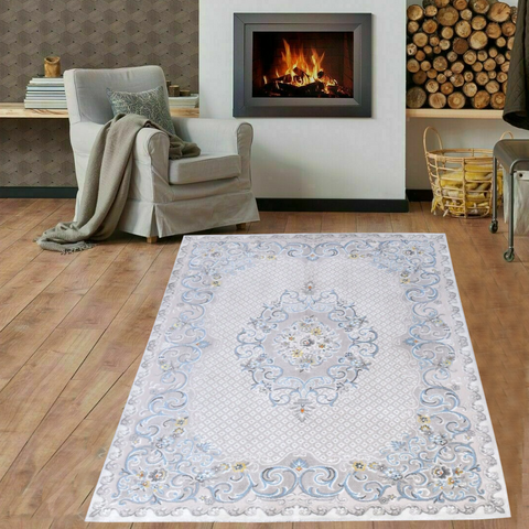 Ancient Style Grey Thick And Cozy Floor Rug