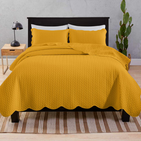 Ochre Superior Quality Bedspread Set