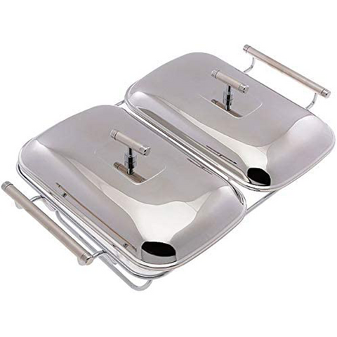 Prim Inox Double Glass Rectangular Food Warmer Set