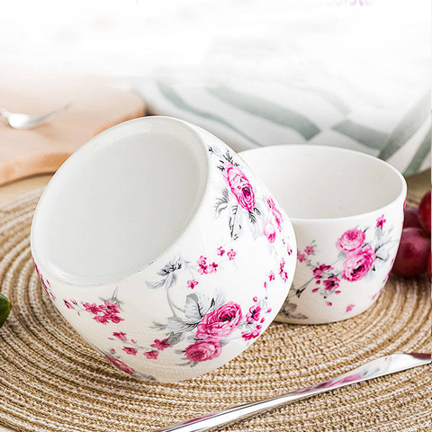 4Pcs Floret Ceramic Sealed Bowls