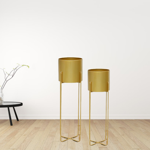 Gold Planter Flower Pot With Gold Stand