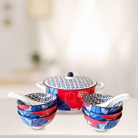 8Pcs Tropical Ceramic Soup Set