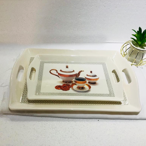 2pcs Kettle Pattern Melamine Trays