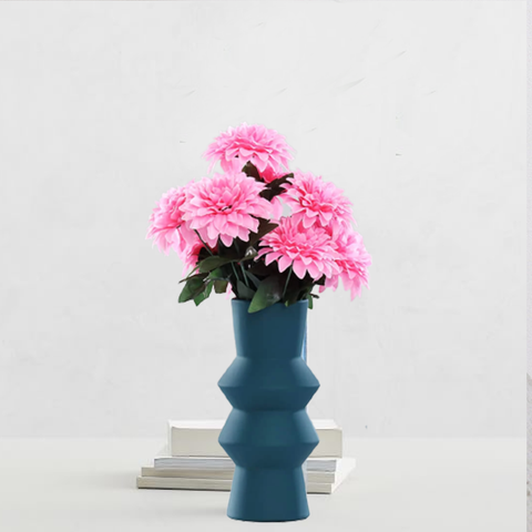 Matte Teal Lilac Centerpiece Ceramic Vase