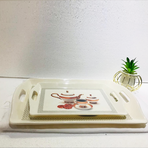 2pcs Kettle Pattern Melamine Trays