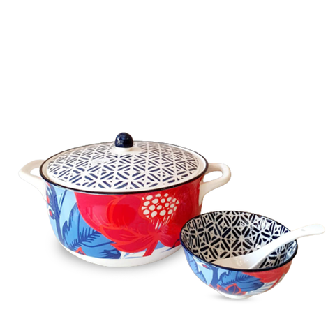 8Pcs Tropical Ceramic Soup Set