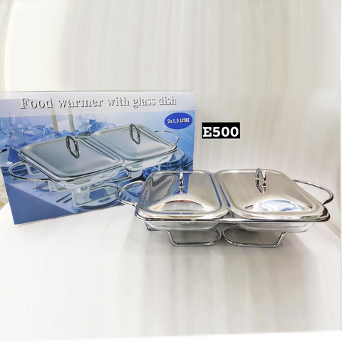 Glass Food Warmer With Stainless Steel Lid