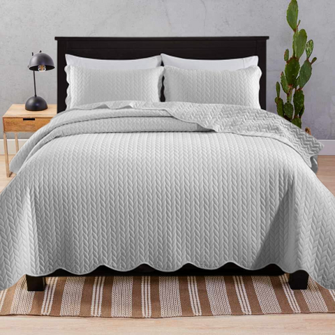 Silver Superior Quality Bedspread Set