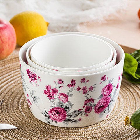 4Pcs Floret Ceramic Sealed Bowls