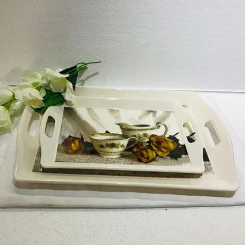 Rose Melamine Trays (Pack of 2)
