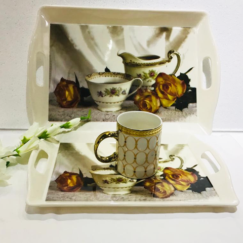 Rose Melamine Trays (Pack of 2)