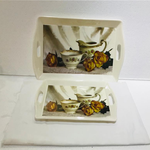 Rose Melamine Trays (Pack of 2)