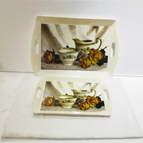 Rose Melamine Trays (Pack of 2)