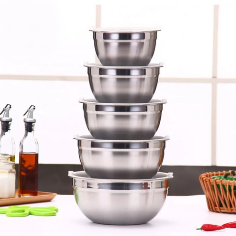 5Pcs Silver Dome Stainless Steel Bowls