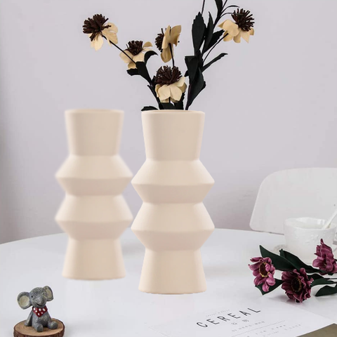 Matte Ivory Lilac Centerpiece Ceramic Vase