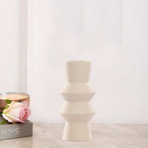 Matte Ivory Lilac Centerpiece Ceramic Vase