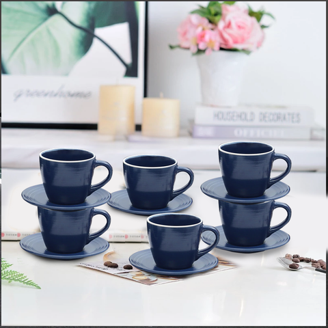 12Pcs Classic Glazed Expressive Ceramic Cup Set