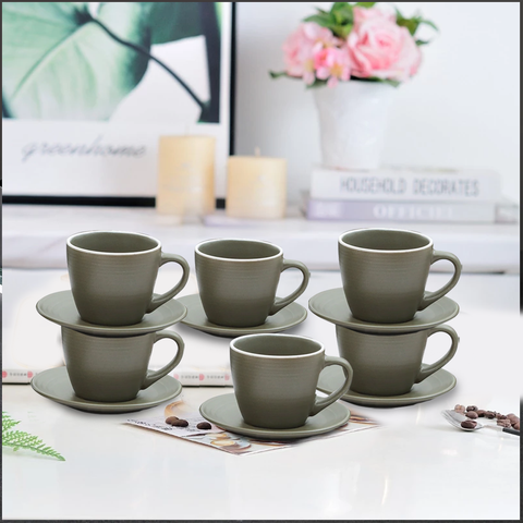 12Pcs Classic Glazed  Expressive Ceramic Cup Set