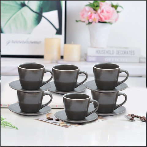 12Pcs Classic Glazed  Expressive Ceramic Cup Set