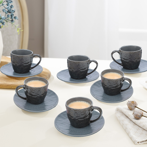12Pcs Charcoal Stone Lan Assorted Cup Set