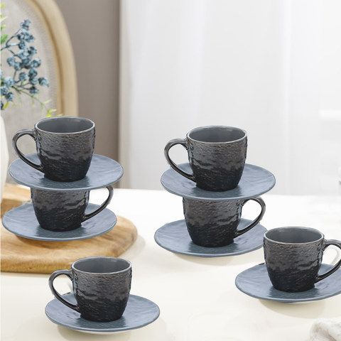 12Pcs Charcoal Stone Lan Assorted Cup Set