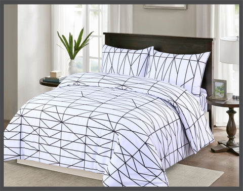 White Diamond Cotton Satin Duvet Cover Set