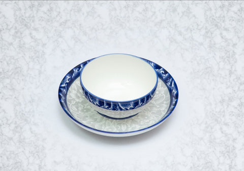 6Pcs Blue Ceramic Bowls and Plates