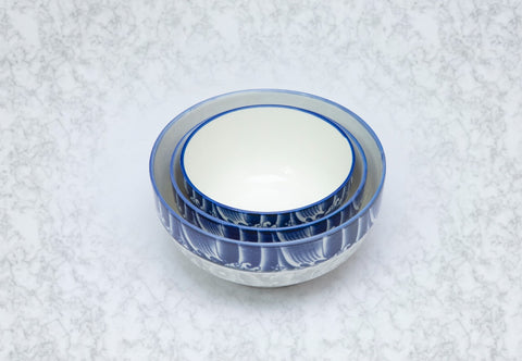 6Pcs Blue Ceramic Bowls and Plates