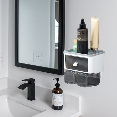 Black N White Plasticware Toothbrush Organizer