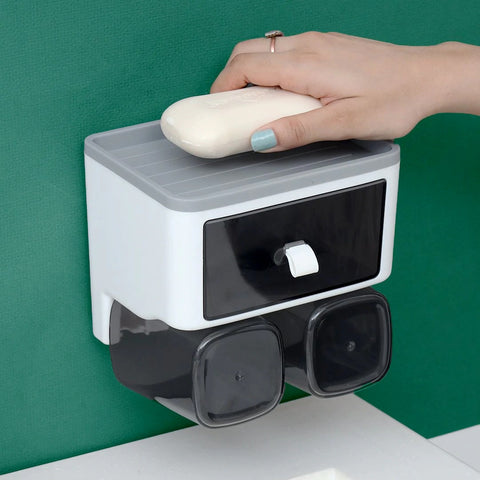 Black N White Plasticware Toothbrush Organizer