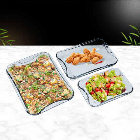 Glass Serving Dish- 3 Pcs