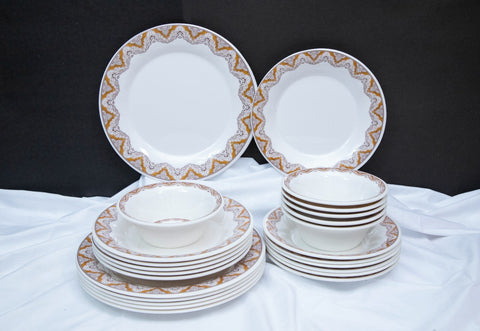 24Pcs Zig Zag Melamine Dinner Set