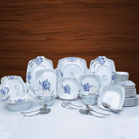 80pcs Blue Orchid Melamine Dinner Set